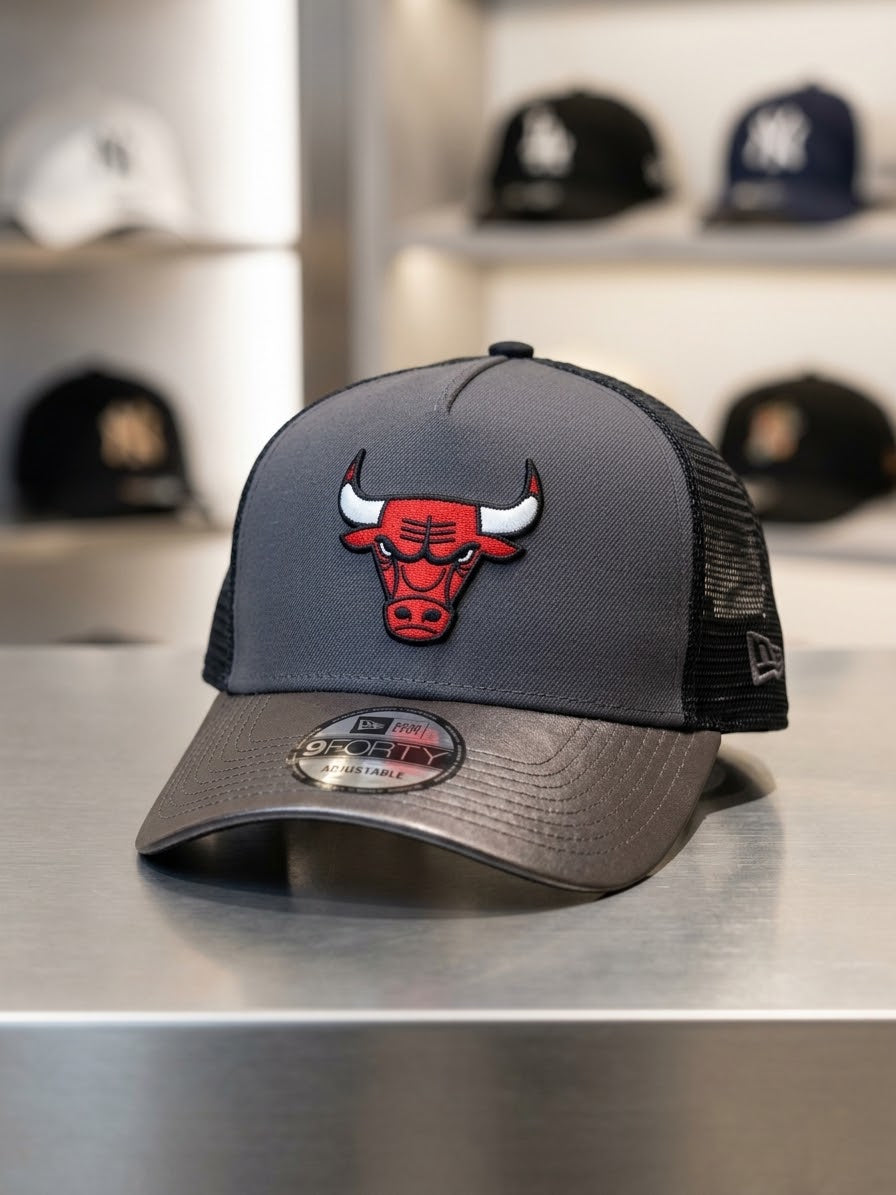 Chicago Bulls Charcoal Grey & Leather Visor Trucker Cap।